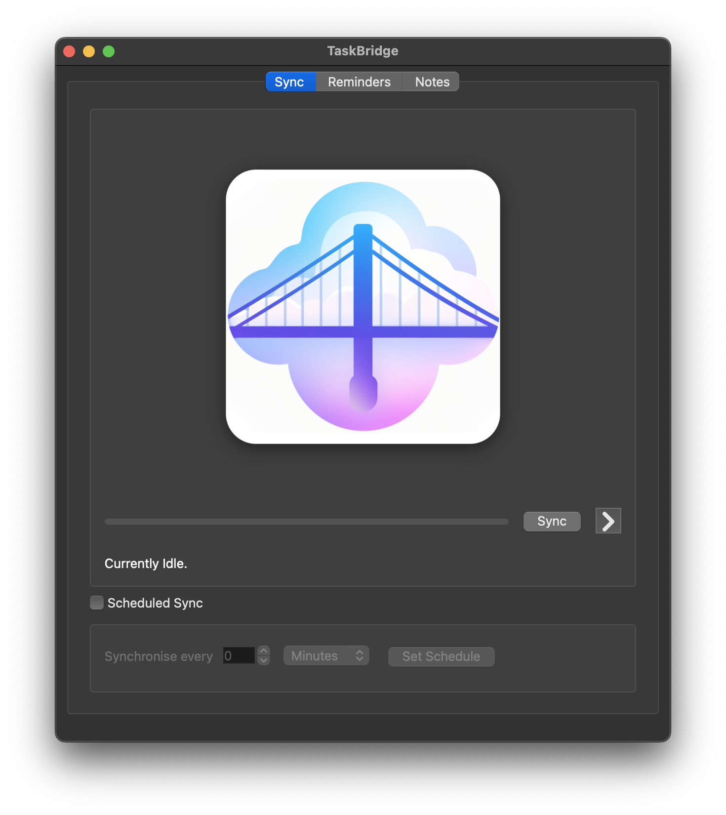 TaskBridge main screen